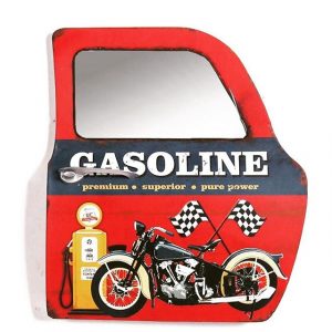 Porte Rouge en Métal avec Miroir
