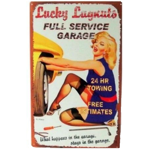 Plaque Métal Vintage Lucky Garage 30x20 - Planet Vintage