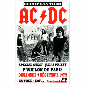 Affiche Concert AC/DC European Tour 55 x 35