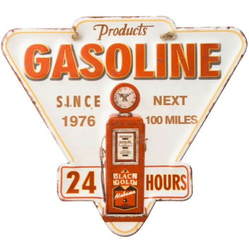 plaque metal vintage triangle gazoline