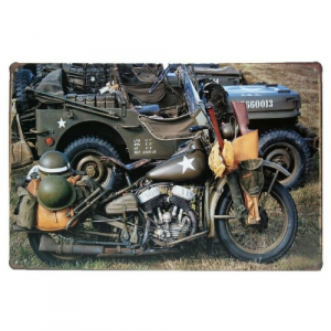 Plaque Métal Vintage Moto Militaire 30x20