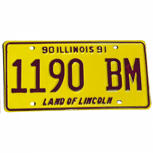 Véritable Plaque d'Immatriculation US Illinois 30x15
