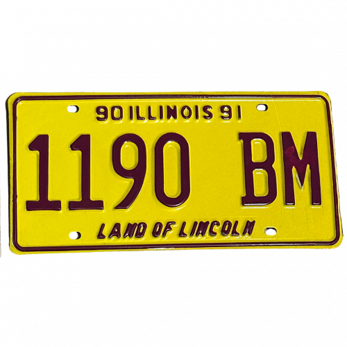 Véritable Plaque d'Immatriculation US Illinois 30x15