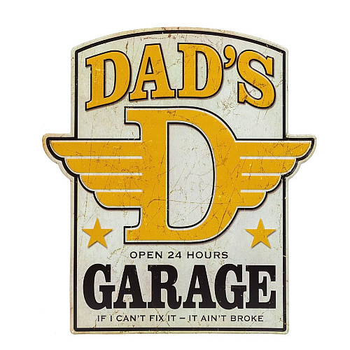 Plaque métal vintage, décorative dad garage