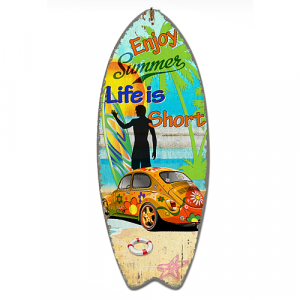Déco Bois Vintage Planche de Surf Life is short 60 cm