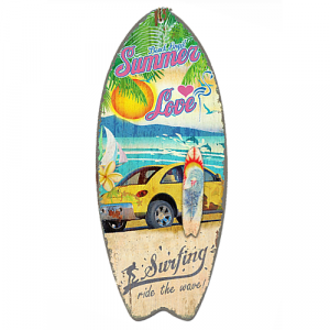 Déco Bois Vintage Planche de Surf Summer Love 60 cm