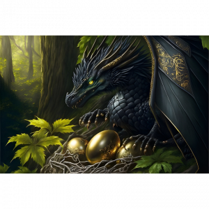 Le Gardien des Œufs d’Or – Dragon de la Forêt Sacrée 40,5 x 28