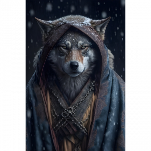 Loup Chaman sous la Neige 30 x 20