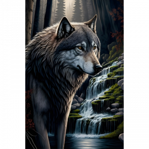 Loup Gardien des Cascades Enchantées 30 x 20