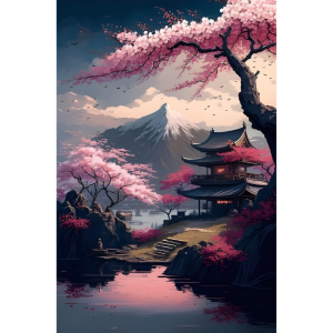 Temple Zen au Printemps des Cerisiers 30 x 20